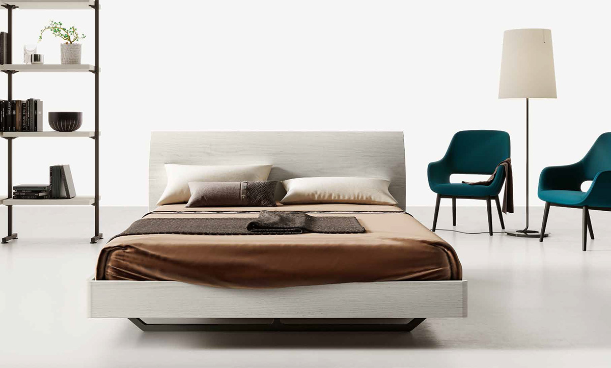 Letto Moorea Bianco altea, con testata curva
