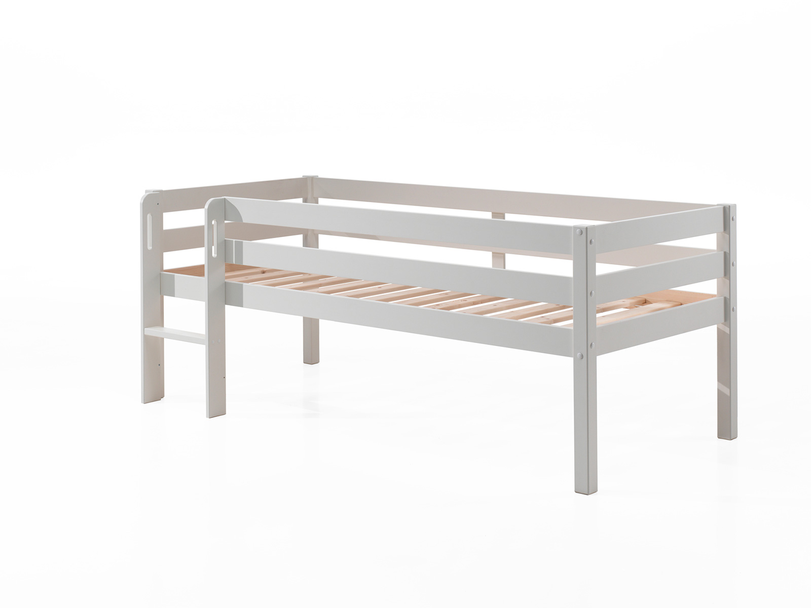 Lettino per bambini con scaletta, Bianco laccato