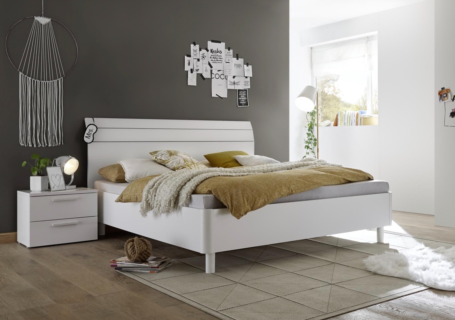 Letto matrimoniale Like bianco in legno