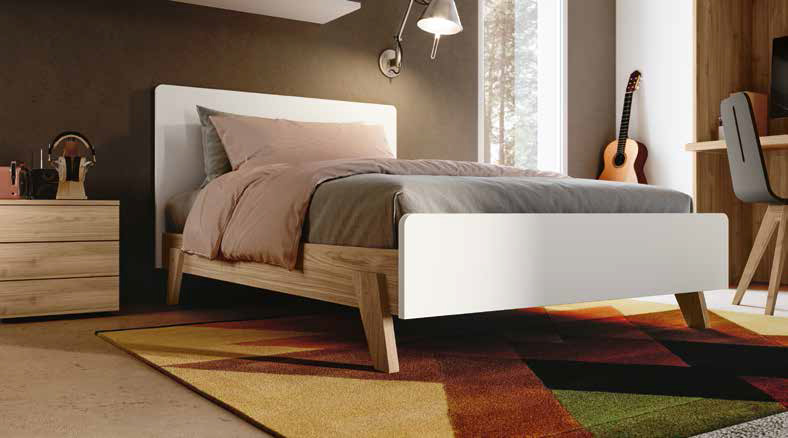 Letto piazza e mezza Bianco e Noce biondo