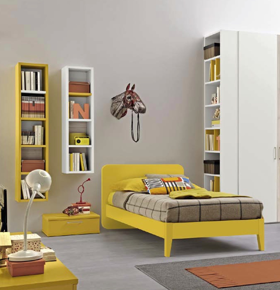 Letto singolo Giallo zafferano per camerette