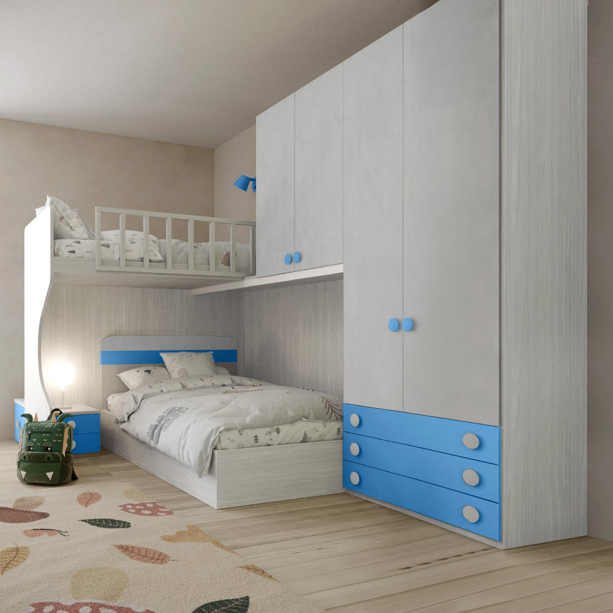 soppalco angolare blu