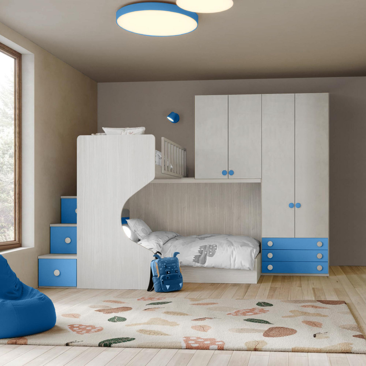 soppalco angolare blu