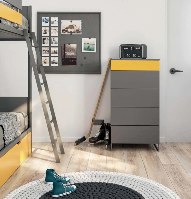 cameretta gialla con letto castello