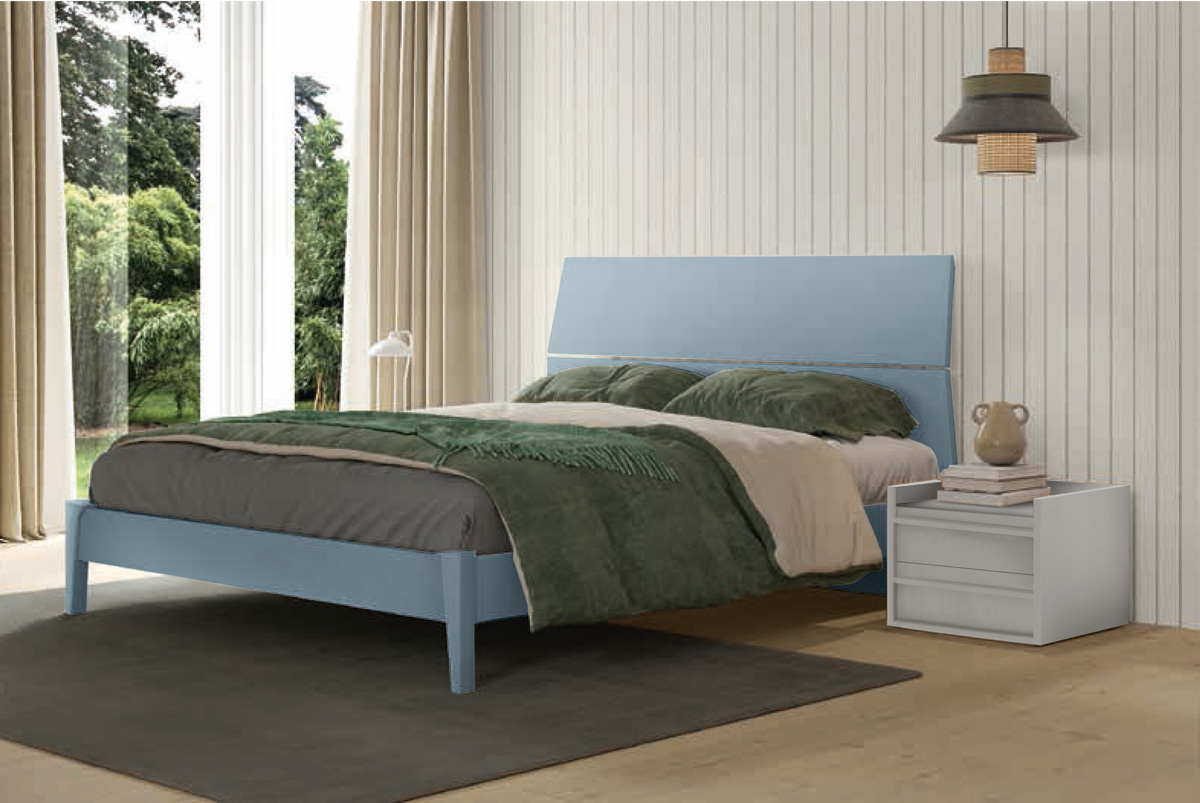 Letto matrimoniale Rovere gesso con testata curva