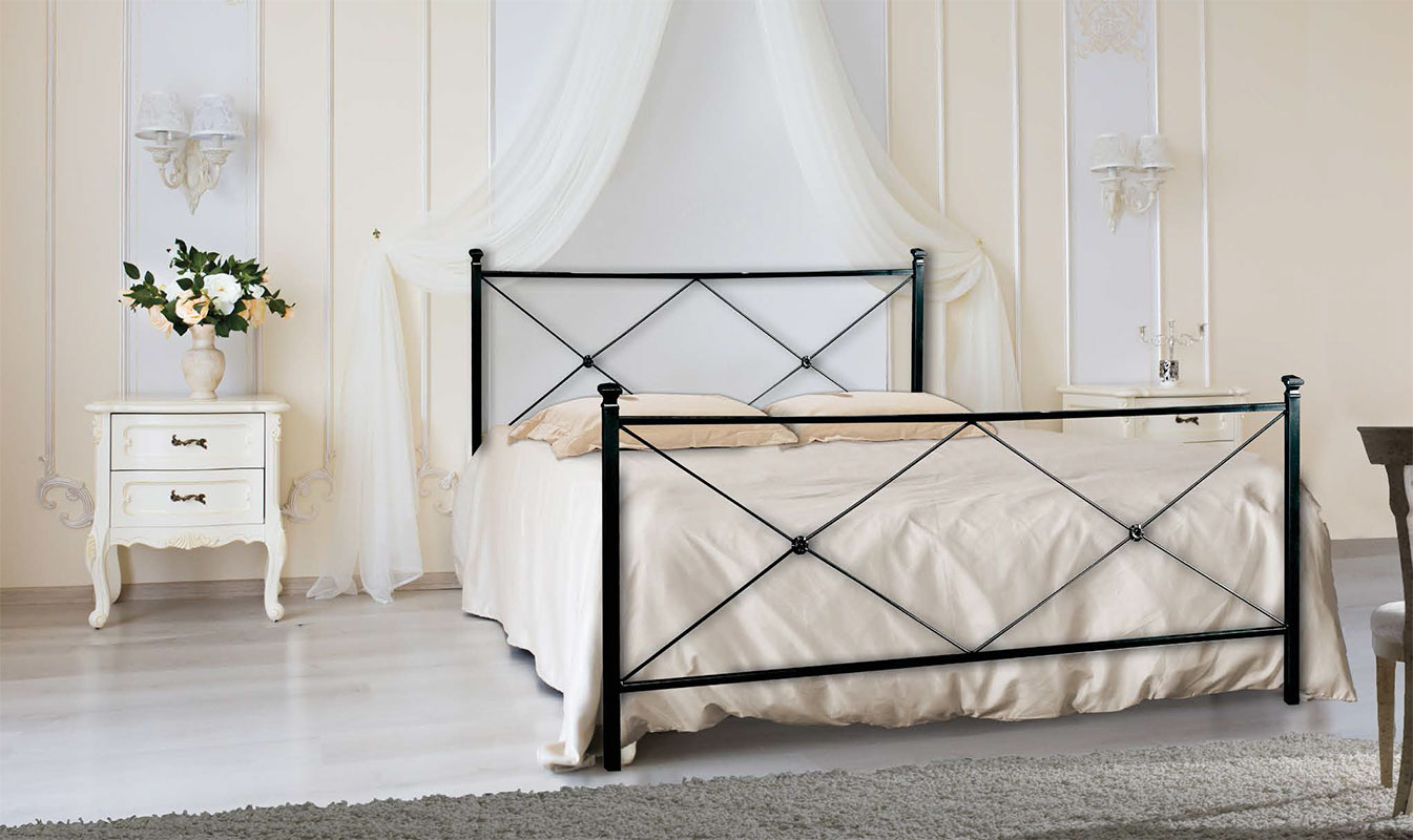 Letto in ferro Alumel matrimoniale, finitura Nero grafite