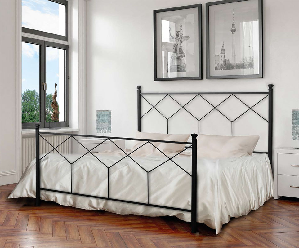 Letto classico in ferro battuto Potin, finitura Nero grafite