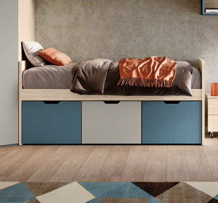 Letto con cassetti singolo in finitura Olmo natura