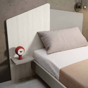 Letto singolo per ragazzi in Bianco altea e Grigio seta