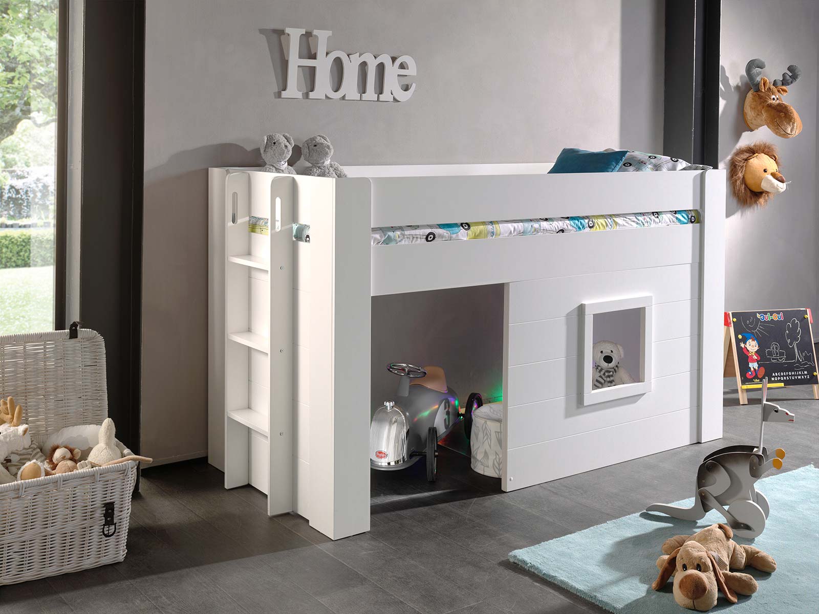 Letto soppalco bianco laccato per bambini