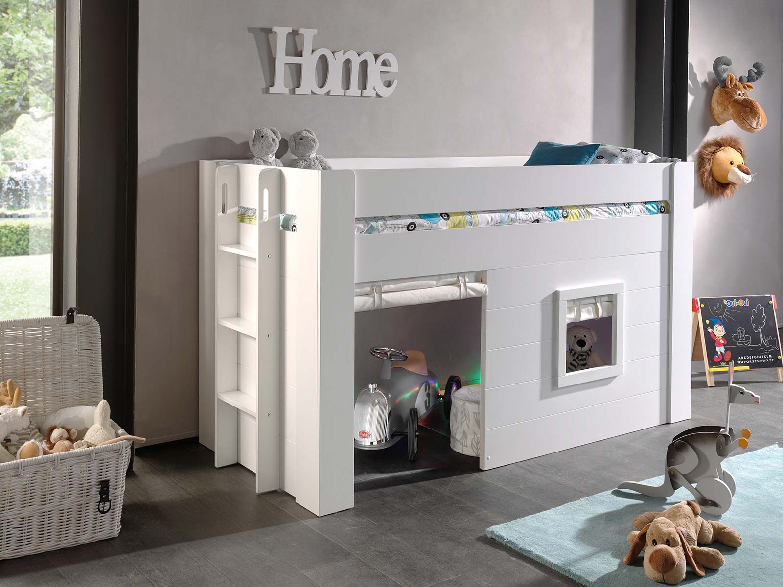 Letto soppalco bianco laccato per bambini