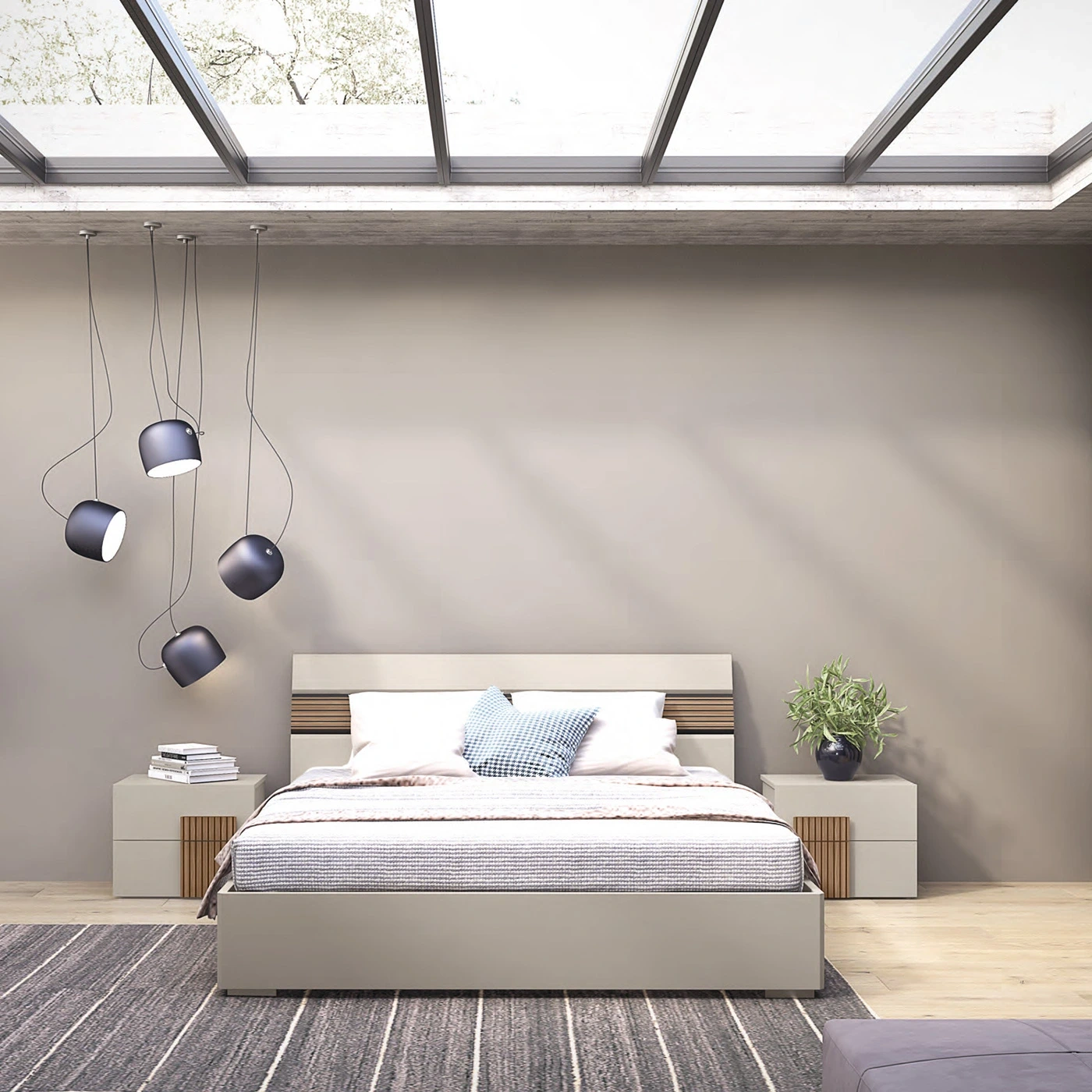 letto contenitore matrimoniale tortora