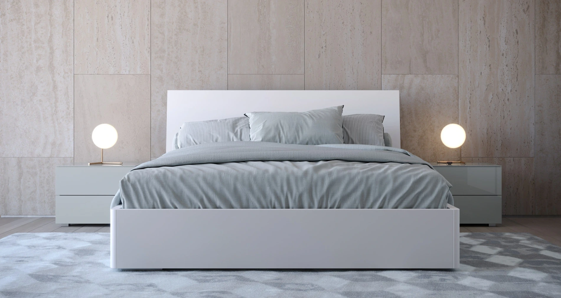 letto contenitore bianco laccato
