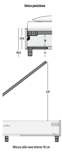 Lettino Alain contenitore con ruote Moretti Compact, Bianco e Ciliegia