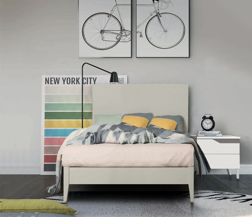 Mobili per ragazzi in sconto, cameretta Grigio Dorian e Bianco opaco completa