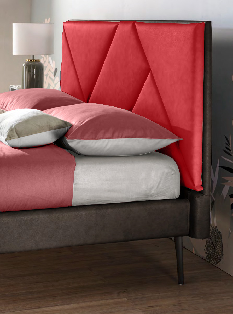 Letto matrimoniale king size Wolverine in ecopelle Rubino e Carbone