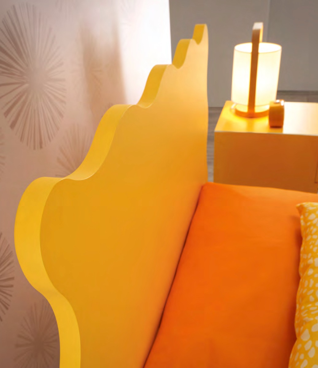 Lettino Edith con ruote per bambini Moretti Compact, Quarzo e Giallo sole