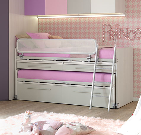 Letto multifunzionale Space con scrivania e cassetti Moretti Compact
