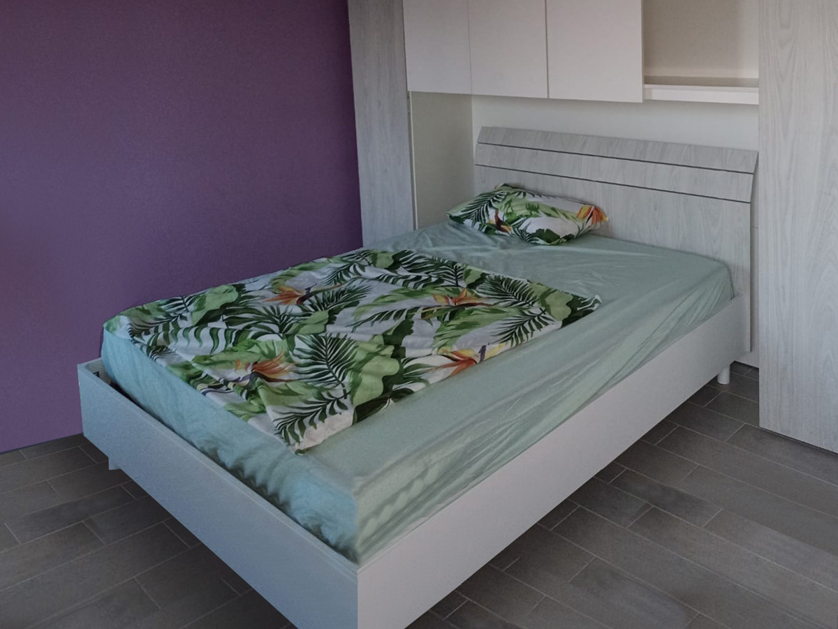 Conveniente Letto matrimoniale in legno grigio della collezione Like 