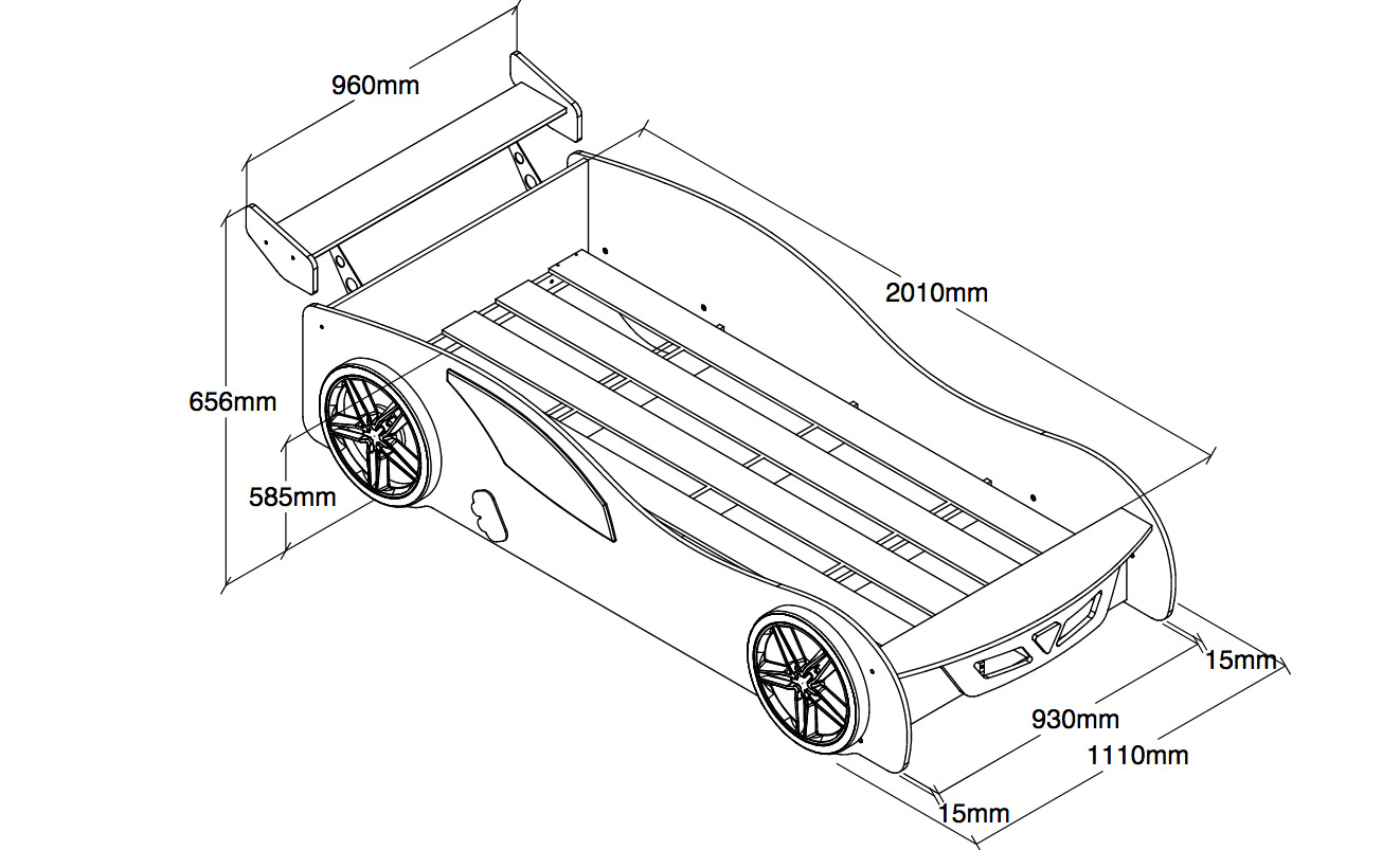 Lettino bambini gran turismo, blu laccato