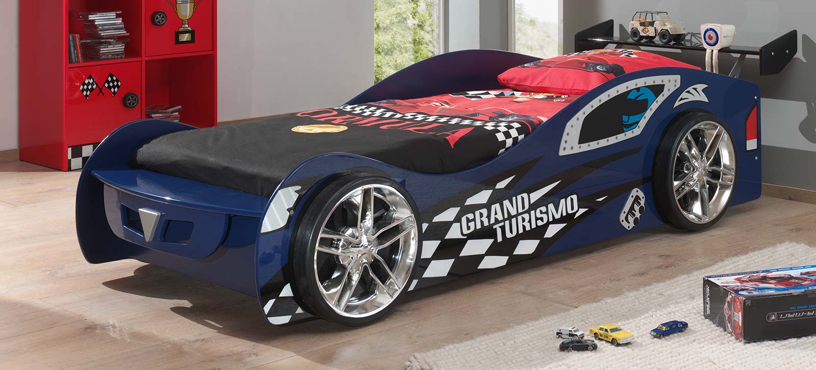 Lettino bambini gran turismo, blu laccato