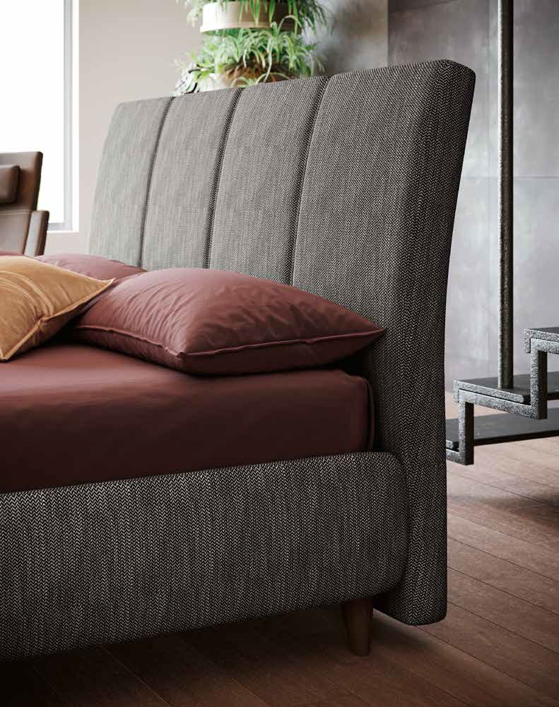 Letto matrimoniale tessuto spinato nero, testata retrofinita