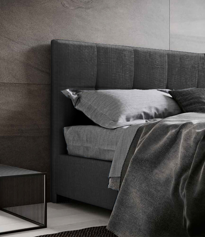 Letto king size matrimoniale Carbone imbottito, testata retrofinita