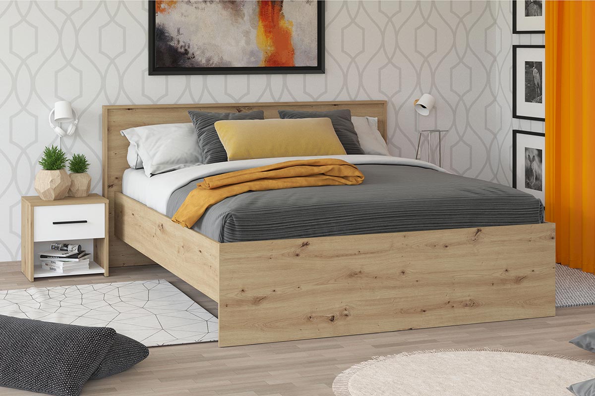 Letto industry economico, finitura Rovere