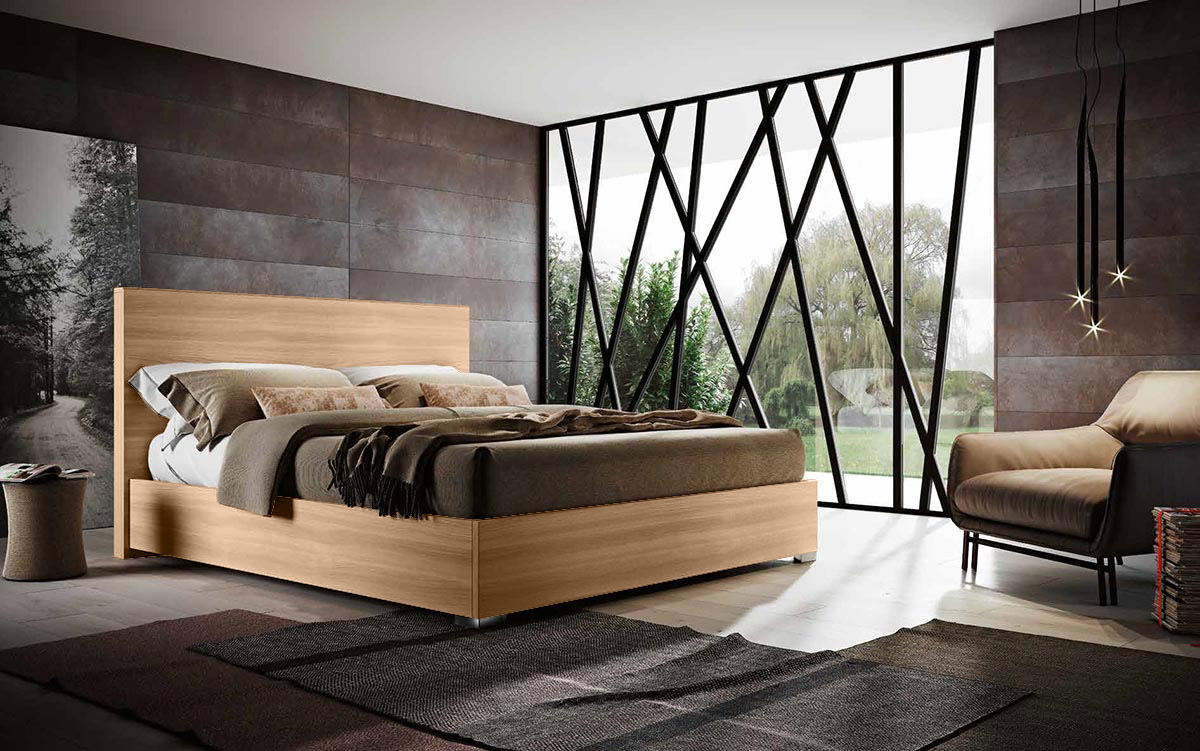 Letto matrimoniale versione king size, design moderno
