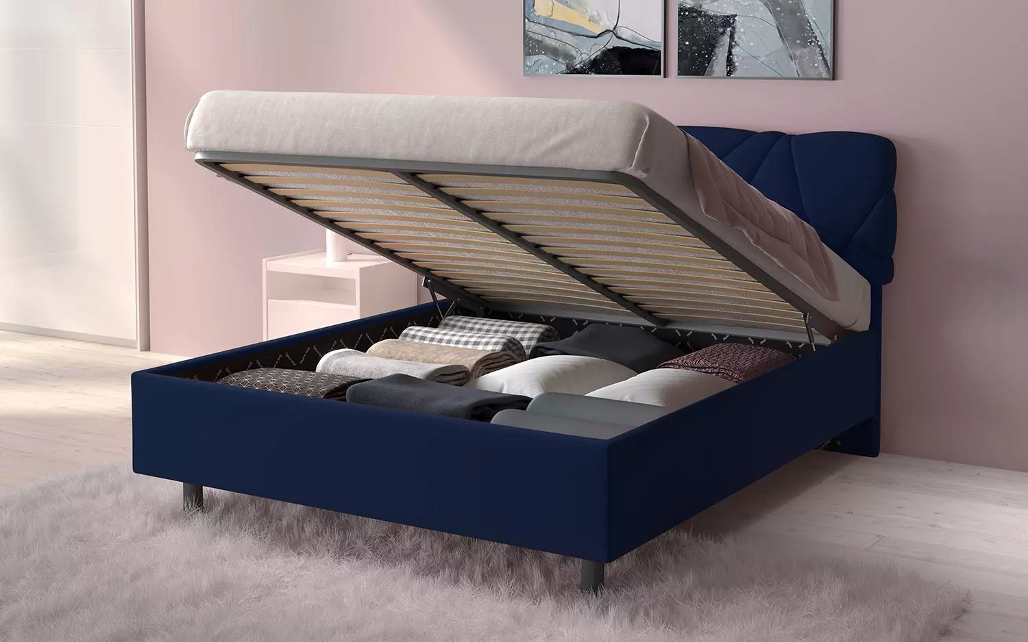 letto contenitore lycra blu