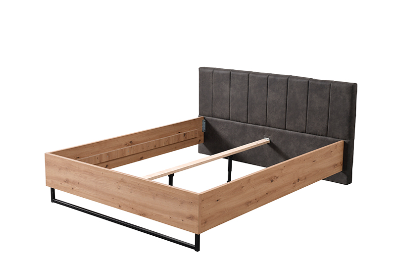 letto moderno legno e ecopelle