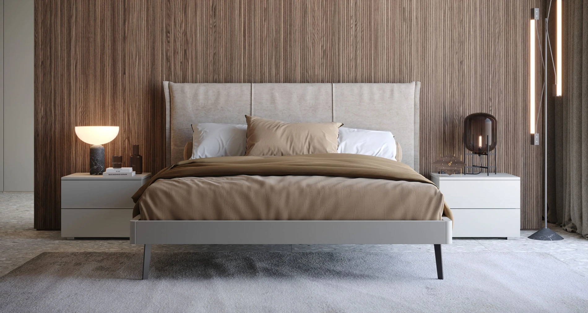 letto matrimoniale testata imbottita