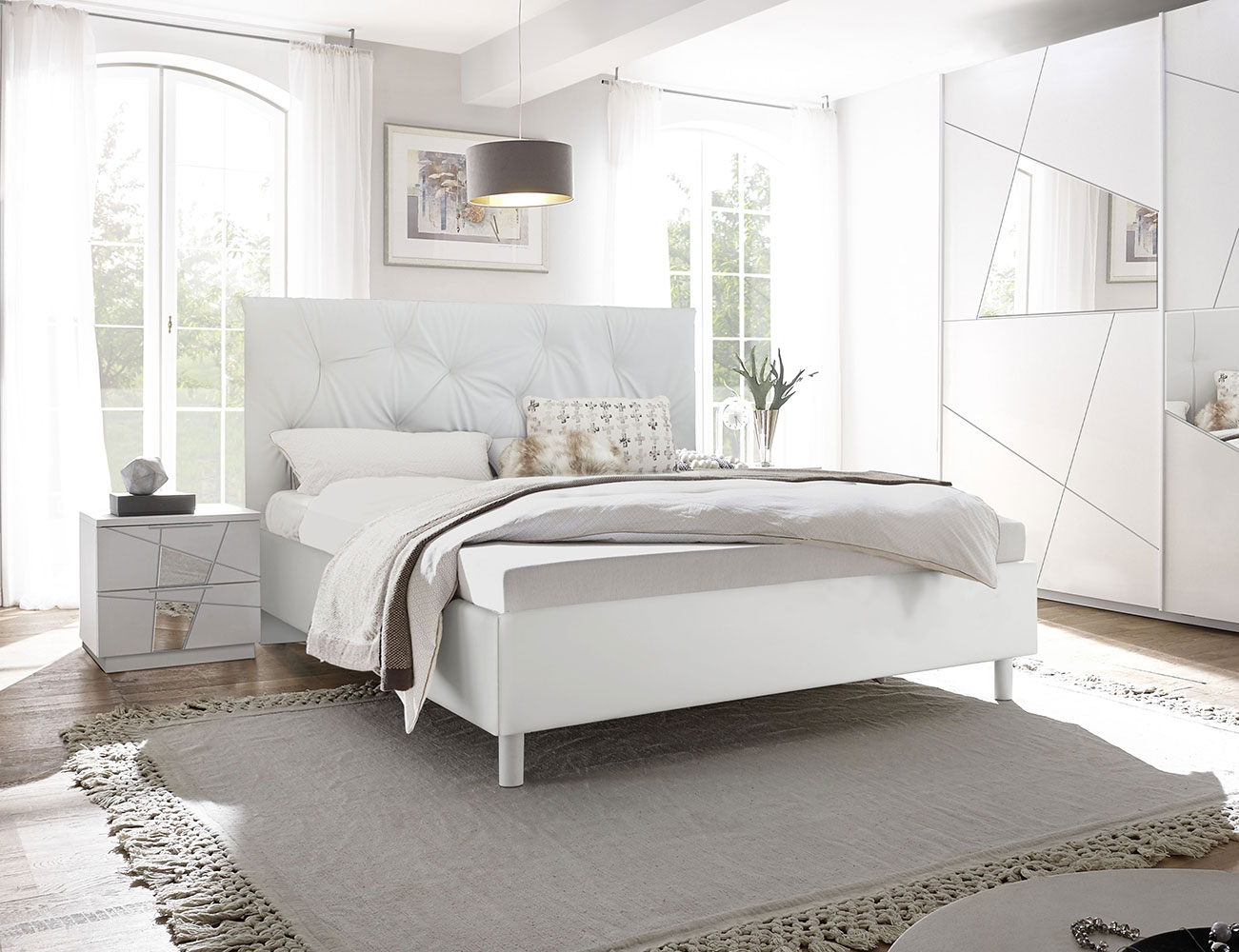 letto moderno ecopelle contenitore bianco