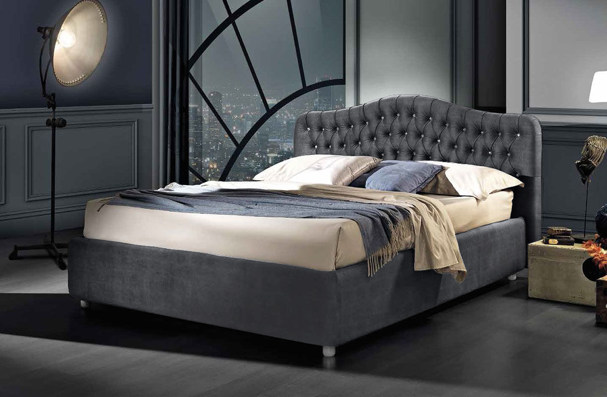 Letto matrimoniale classico tessuto Smoke