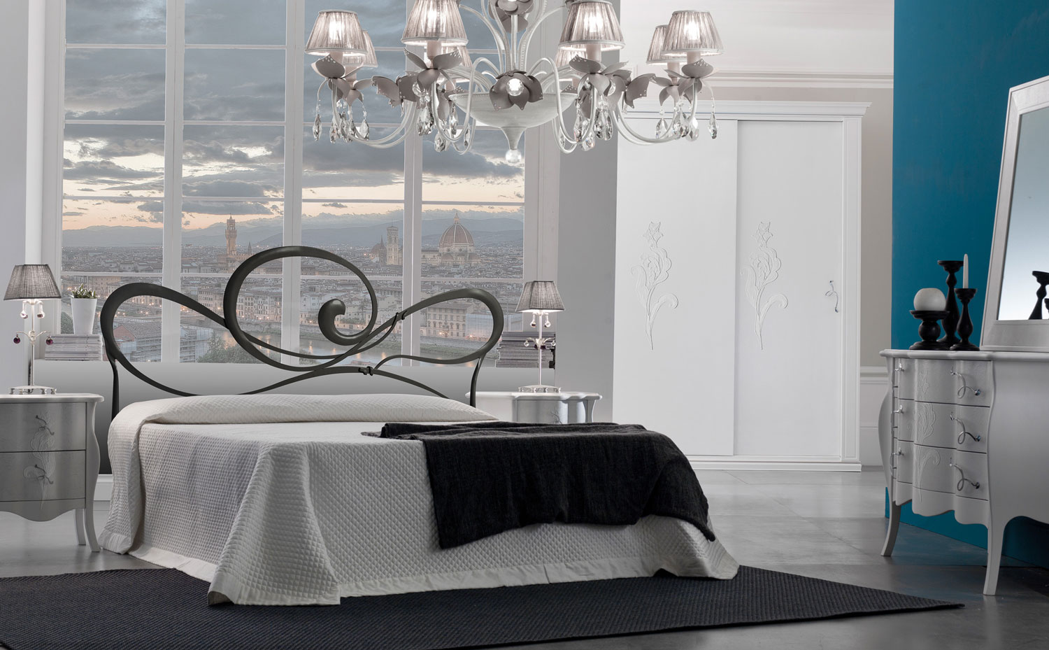 letto in ferro matrimoniale bianco satinato