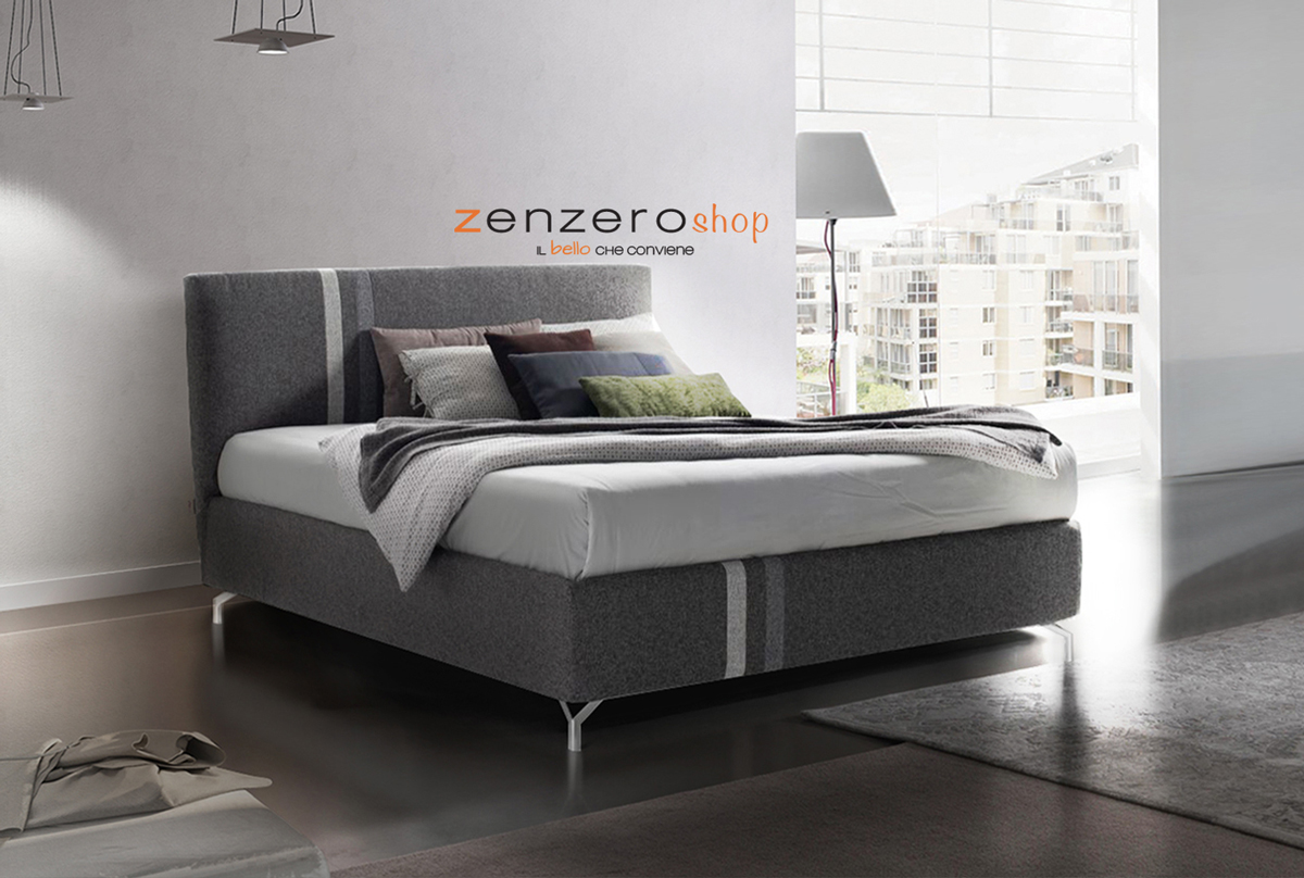 Letto contenitore Hamal in tessuto in finitura grigio cenere, grigio seta ed antracite