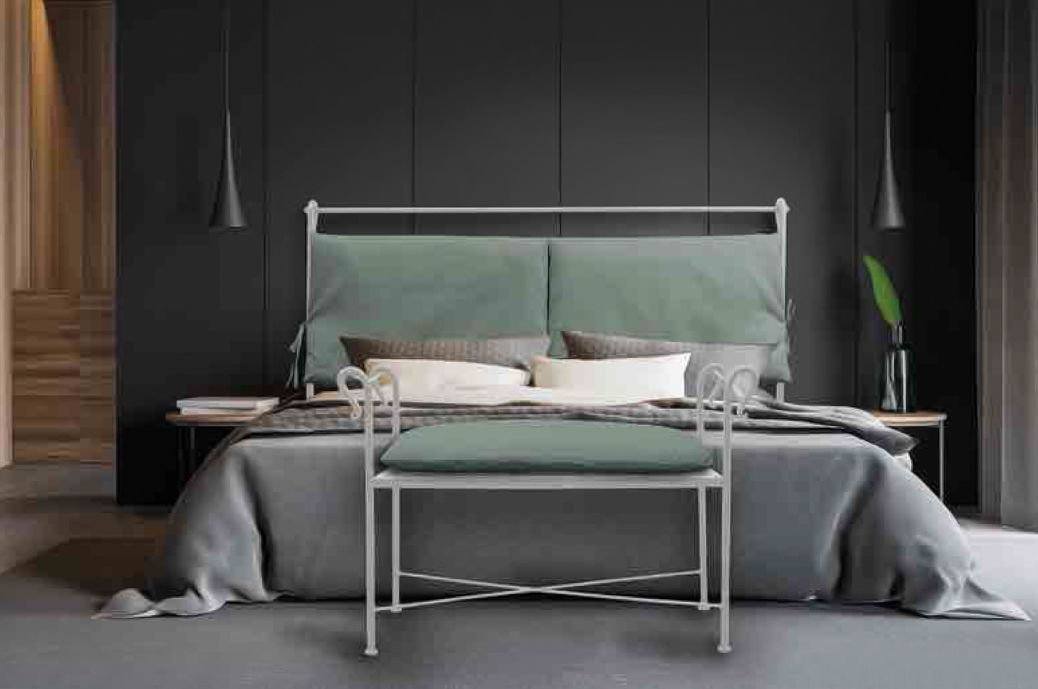 letto matrimoniale in ferro battuto nero