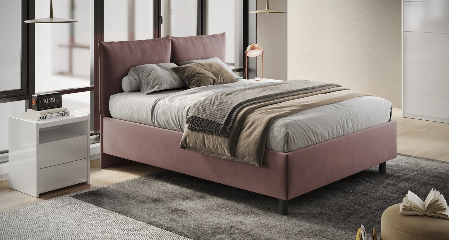 camera con letto matrimoniale rosa