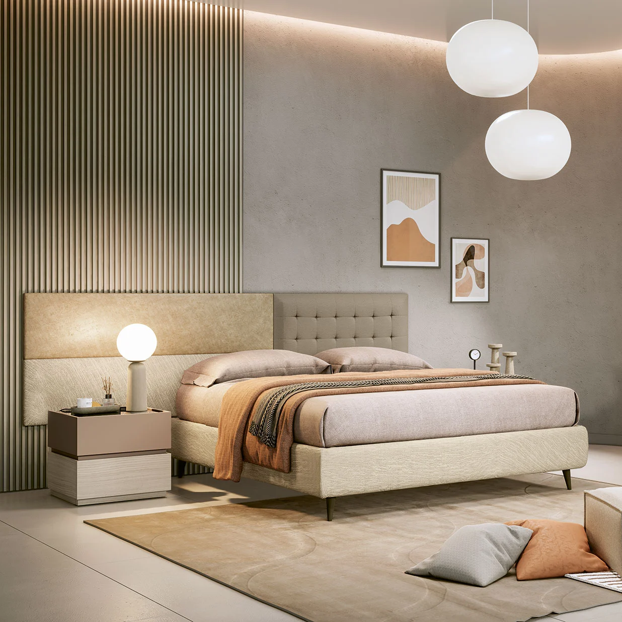 letto con testata componibile