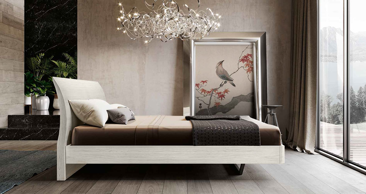 Letto Moorea Bianco altea, con testata curva