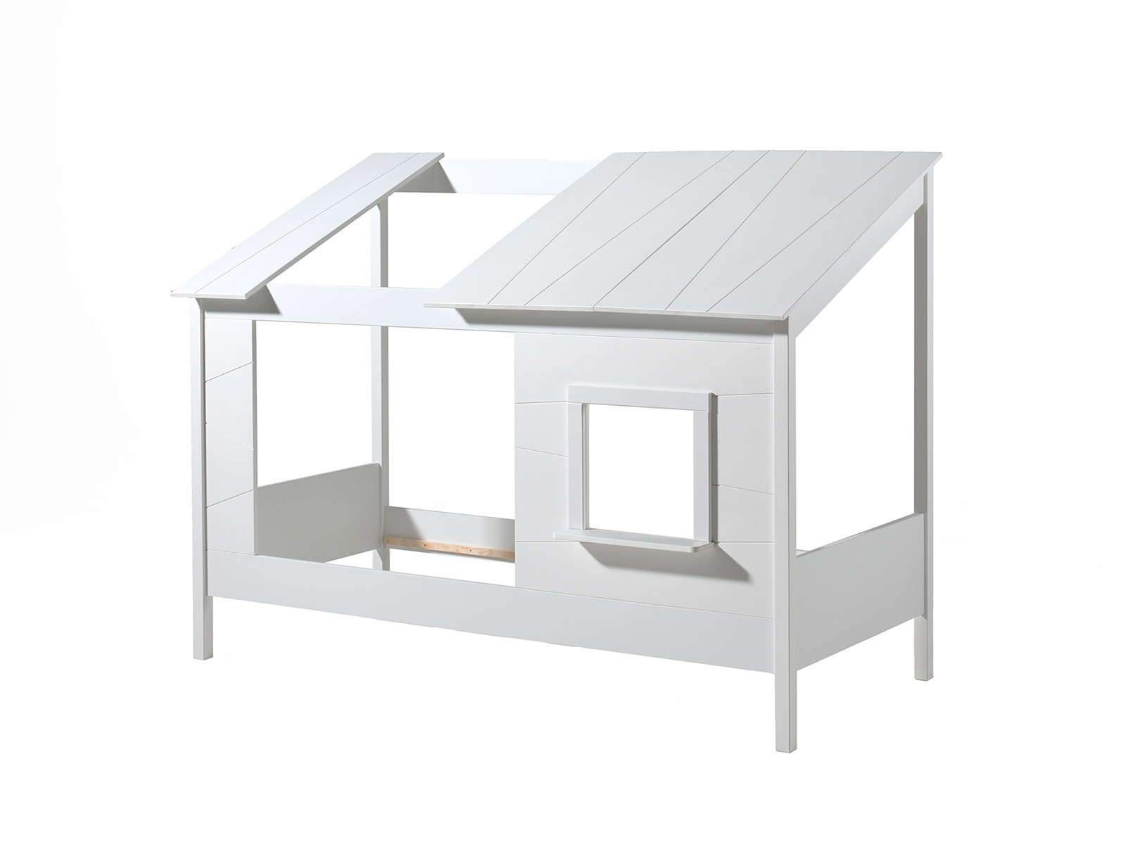 Letto montessoriano bambini moderno, design a casetta, finitura Bianco laccato