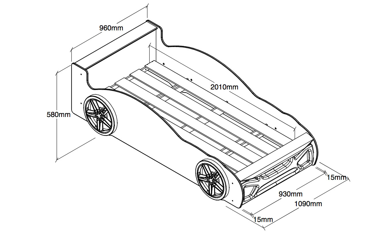 Lettino bambini RMX, finitura nero laccato
