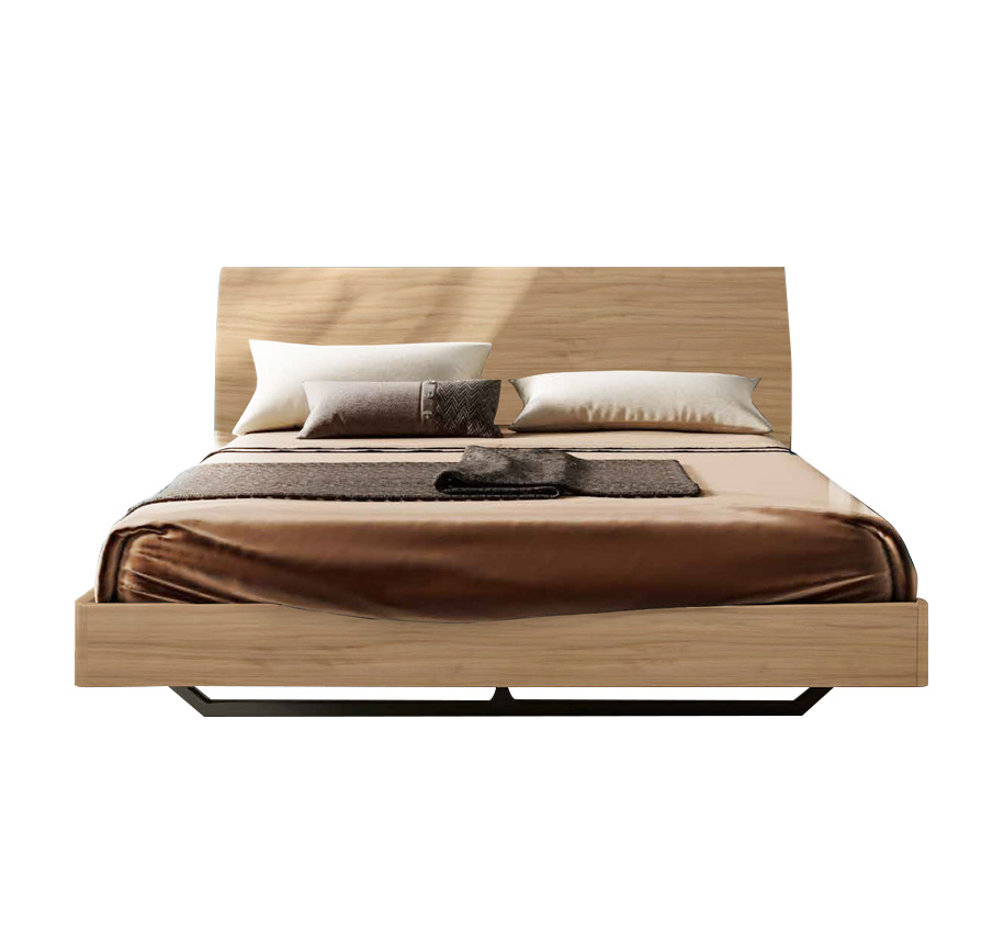 Letto Moorea con testata in legno in finitura Noce biondo