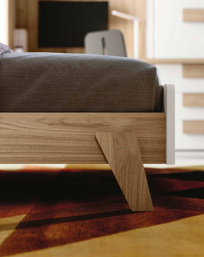 Letto piazza e mezza Bianco e Noce biondo