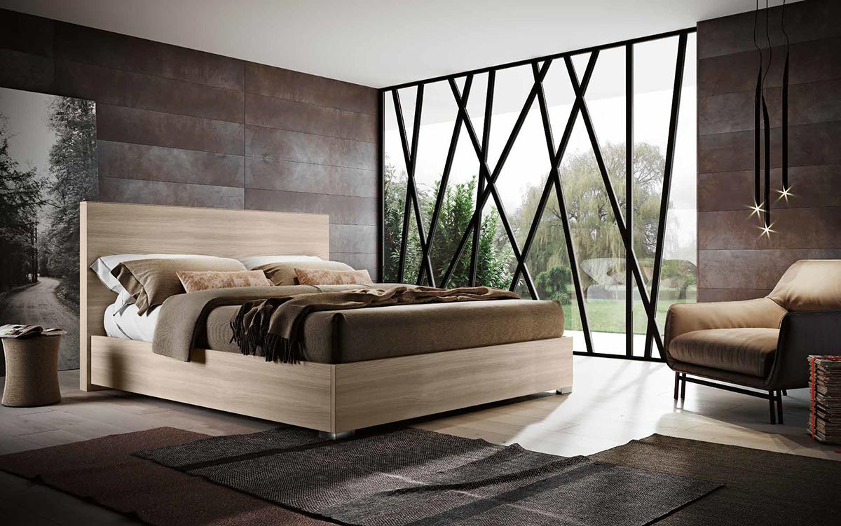 Letto matrimoniale Olmo natura, design moderno