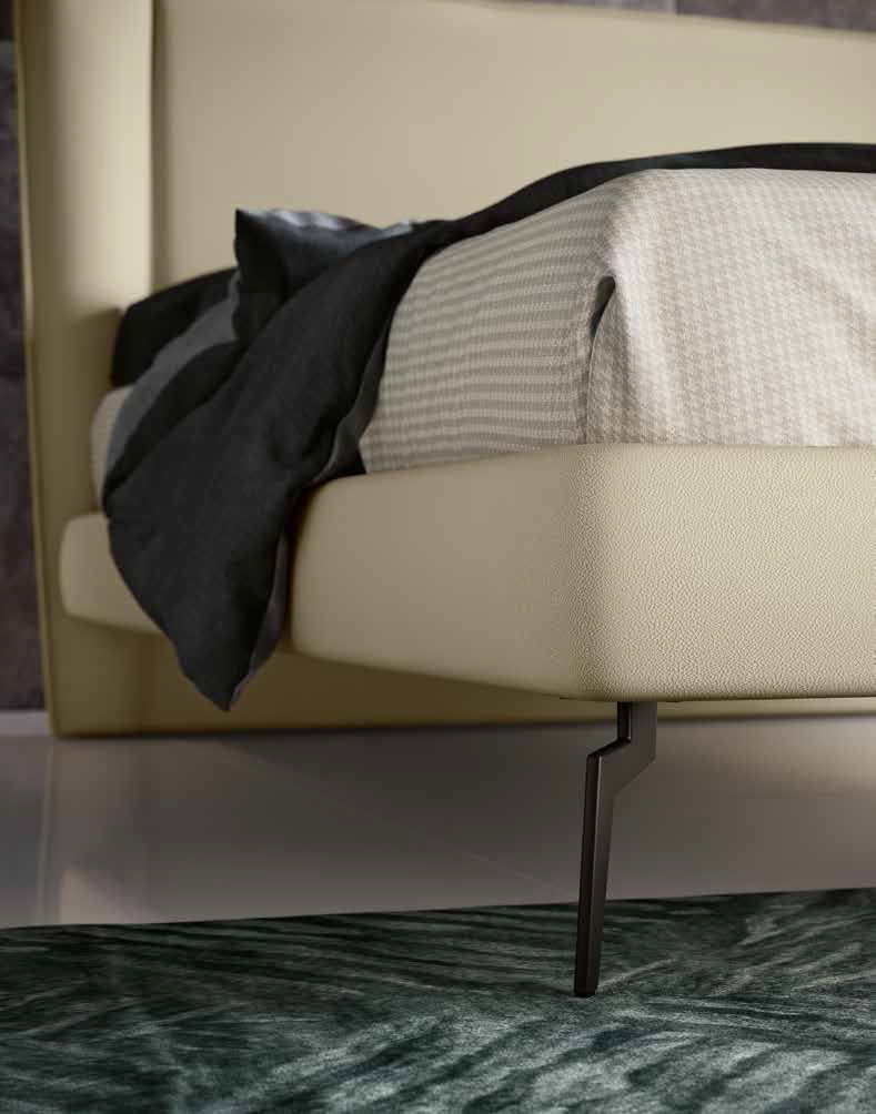 Letto matrimoniale ecopelle Polvere, con piedini Zenzero Shop