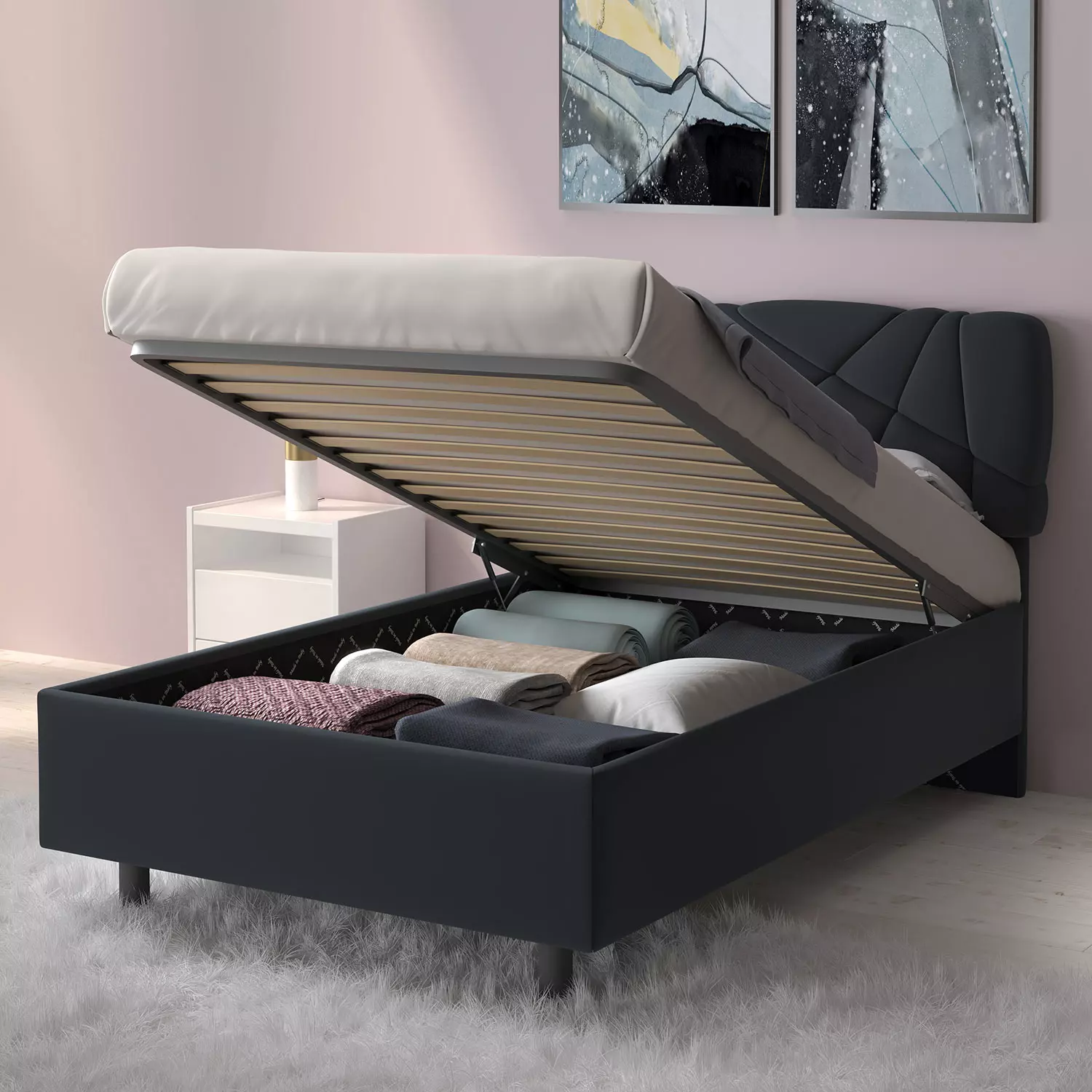 letto contenitore 1 piazza e mezza antracite