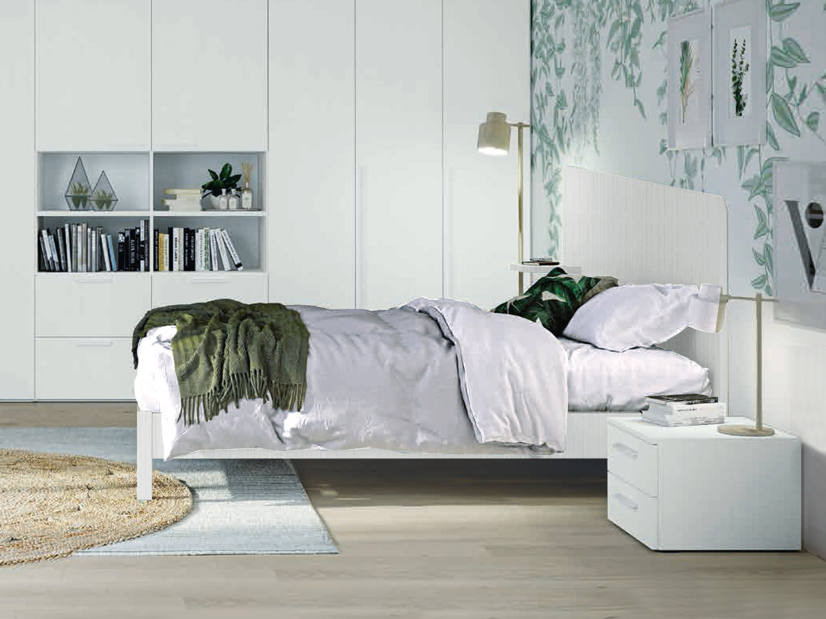 Letto matrimoniale Edge plus in finitura Rovere Bianco