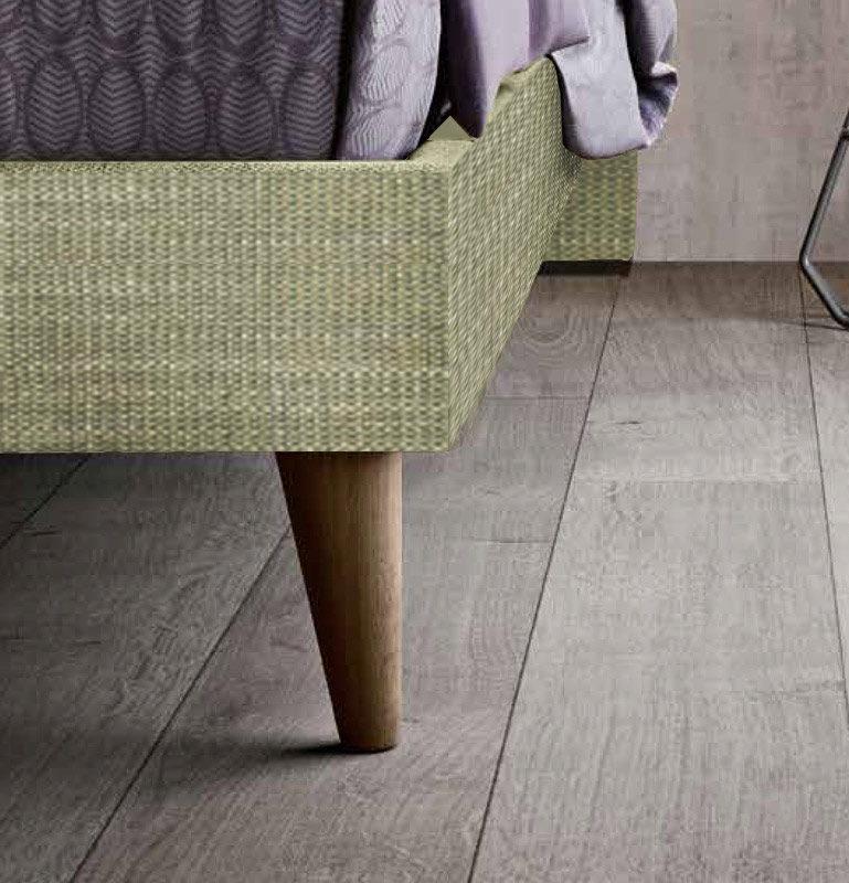 Letto matrimoniale king size con piedini, testata retrofinita Verde