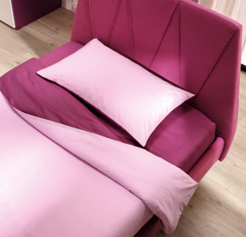 Letto singolo Peak Poly imbottito in tessuto VL14, Moretti Compact